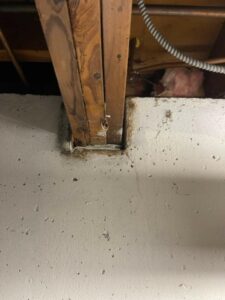 Stains from mice on a basment wall